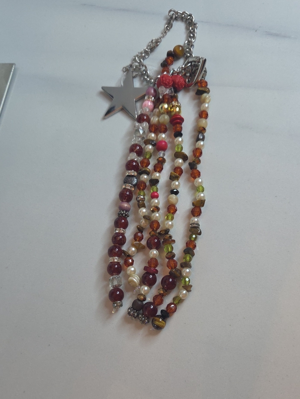 Multicolor Beaded Multi-Strand Bag Charm